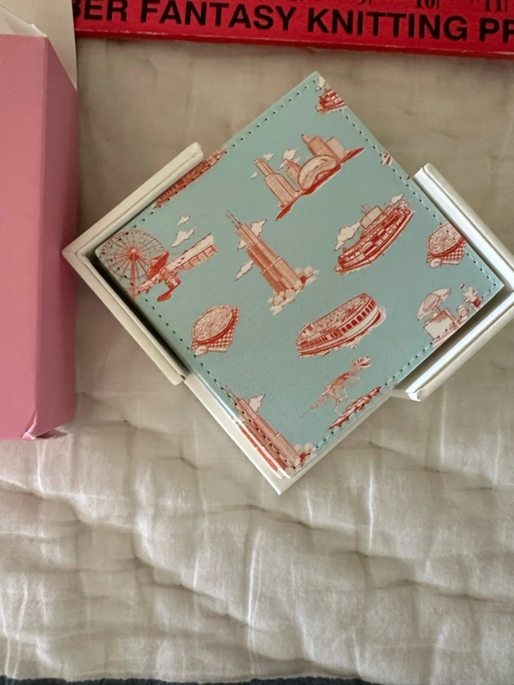 Katie Kime Square Chicago Toile Coaster Set NIB
